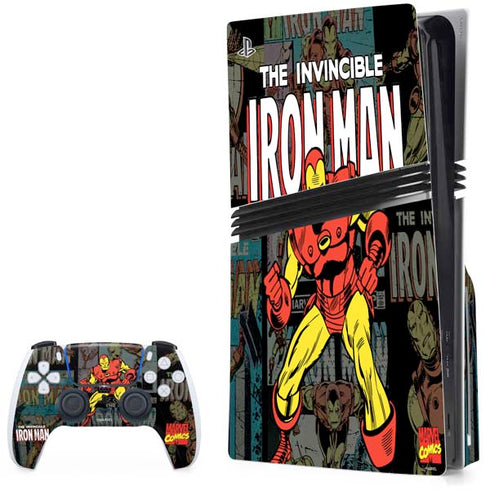 Marvel Classic Comics Iron Man Action Vintage PS5 Pro Disk Bundle  Skin